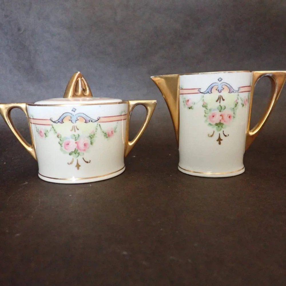 Favorite‎ Bavaria Stouffer C. Hutschenreuther Creamer and Sugar Set Pink Rose